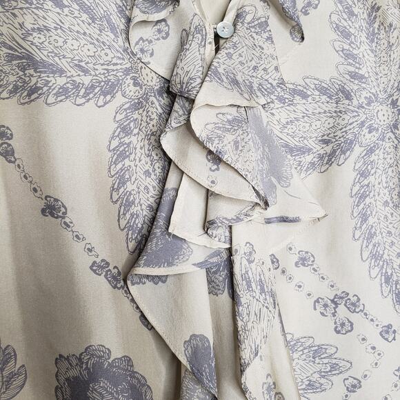 CAbi| Floral Silk Ruffle Blouse - Picture 5 of 10